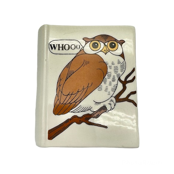Vintage Fitz And Floyd Owl Book Shaped Trinket Box Graduation Gift - Picture 1 of 7